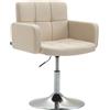 Sedia di design NADIR, Comoda Imbottitura, Girevole in Pelle Crema