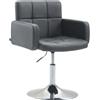 Sedia di design NADIR, Comoda Imbottitura, Girevole in Pelle Grigia