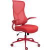 Sedia Operativa DAFNE COLOR, Ergonomica, Braccioli Abbattibili, Rete e Tessuto, Rosso