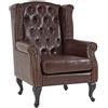 Poltrona LIZA, Stile Chester, Imbottita ed Elegante, Pelle, Marrone