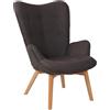 Poltrona Ospiti VILMA, Eleganti Impunture, Gambe in Legno Chiaro, in Tessuto Grigio Scuro