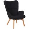 Poltrona Ospiti VILMA, Eleganti Impunture, Gambe in Legno Chiaro, in Tessuto Nero