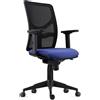 Sedia Ergonomica MILO PRO, Braccioli Regolabili in 2D, Supporto Lombare, Tessuto Ignifugo, Blu Scuro