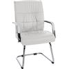 Sedia per visitatori / conferenza HIBERT, comoda seduta imbottita, oscillante, in pelle color bianco