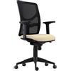Sedia Ergonomica MILO PRO, Braccioli Regolabili in 2D, Supporto Lombare, Tessuto Ignifugo, Crema