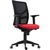 Sedia Ergonomica MILO PRO, Braccioli Regolabili in 2D, Supporto Lombare, Tessuto Ignifugo, Rosso