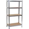 Scaffale Metallico ASHER, 40x80x160cm, 4 Ripiani a incastro, Grigio