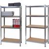 Lotto da 2 Scaffali Metallici ASHER, 40x80x160cm, 4 Ripiani, Grigio