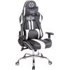 Poltrona Gaming INDY, Funzione Massaggio, Reclinabile, Pelle Nera e Bianca