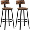 Lotto di 2 Sgabelli KODI, Design Vintage, in Metallo e Legno Marrone