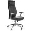 Sedia da ufficio SAVOIA, Design Elegante, in Vera Pelle colore Nero