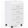 Cassettiera con Ruote MAVERY, 4 Cassetti, 40x70,5x33cm, Legno, Bianco