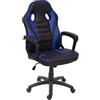 Poltrona Gaming DRIFT, Schienale Basculante, Design Sportivo, Pelle Nero/Blu