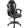 Poltrona Gaming DRIFT, Schienale Basculante, Design Sportivo, Pelle Nero/Grigio