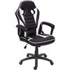 Poltrona Gaming DRIFT, Schienale Basculante, Design Sportivo, Pelle Nero/Bianco
