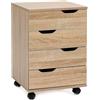 Cassettiera con Ruote CONGO, 4 Cassetti, 40x60x40 cm, Colore Rovere