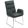 Poltrona Ospiti DAYTONA, Design Moderno, Cuciture Decorative, Pelle Verde
