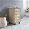 Cassettiera con Ruote KLAY, 5 Cassetti, 33x63x38 cm, Colore Rovere