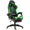 Sedia Gaming LAUDA, Cuscino Lombare e Cervicale, in Pelle Nero/Verde