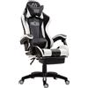 Sedia Gaming LAUDA, Cuscino Lombare e Cervicale, in Pelle Nero/Bianco
