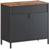 Armadietto TANK, Design Moderno ed Essenziale, in Acciaio, con Ripiano in Legno