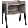 Tavolino YONI, 42x35x52cm, Impilabile, Stile Industriale, In Metallo e Legno Grigio