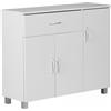 Armadietto BERYL, Cassetto e Tre Ante, 90x30x75cm, in Legno, Bianco