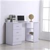 Scrivania Per PC LIAM, 120x49x72cm, con Cassetti e Vani, Legno Bianco