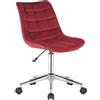 Sedia Per Ufficio SAMMY, Confortevole e Di Design, Base in Metallo, Velluto, Rosso