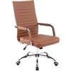 Sedia da Ufficio BERLIN, Design Elegante, Base in Metallo, Pelle Marrone Chiaro