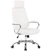 Poltrona per Ufficio RENO, Telaio Metallo, Rivestimento in Vera Pelle, Bianco