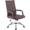 Sedia da Ufficio BERLIN, Design Elegante, Base in Metallo, Pelle Marrone