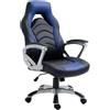 Poltrona Gaming ALPHA, Linee Sportive, Comoda Imbottitura, Pelle Nera e Blu
