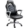 Poltrona Gaming ALPHA, Linee Sportive, Comoda Imbottitura, Pelle Nera e Grigio