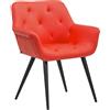 Poltroncina per ospiti LIDIA, Design Avvolgente, Gambe Nere, Pelle Rossa