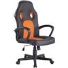 Sedia Gaming XENON, Stile Sportivo, Girevole, Imbottita, in Pelle Nera/Arancione