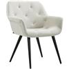 Poltroncina per ospiti LIDIA, Design Avvolgente, Gambe Nere, Tessuto Bianco