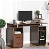 Scrivania per PC GRISO, con Cassettiera, 120x55x85cm, Legno Noce