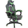 Poltrona Gaming MARQUEZ, Ergonomica, Poggiapiedi, in Pelle, Nero e Verde