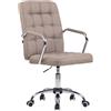 Sedia Operativa TENDER, Struttura in Metallo, Design Moderno, Tessuto Marrone Chiaro