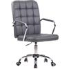 Sedia Operativa TENDER, Struttura in Metallo, Design Moderno, Pelle Grigia