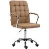 Sedia Operativa TENDER, Struttura in Metallo, Design Moderno, Pelle Pelle Marrone Chiaro
