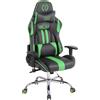 Poltrona Gaming INDY, Funzione Massaggio, Reclinabile, Pelle Nera e Verde