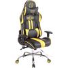 Poltrona Gaming INDY, Funzione Massaggio, Reclinabile, Pelle Nera e Giallo