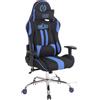 Poltrona Gaming INDY, Funzione Massaggio, Reclinabile, Tessuto Nero e Blu