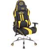Poltrona Gaming INDY, Funzione Massaggio, Reclinabile, Tessuto Nero e Giallo