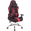 Poltrona Gaming INDY, Funzione Massaggio, Reclinabile, Tessuto Nero e Rosso