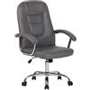 Poltrona da Ufficio TRAVIS, Elegante e Comoda, Rivestimento in Pelle, Grigio