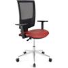 Sedia da ufficio PANDORA PRO PELLE, schienale e braccioli regolabili, base in metallo, rosso