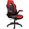Sedia Gaming NITRO, Molto Confortevole, Braccioli Abbattibili, Pelle, Nero e Rosso